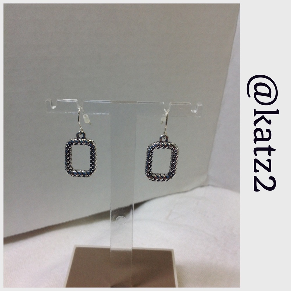 Silver Toned Square Link Earrings